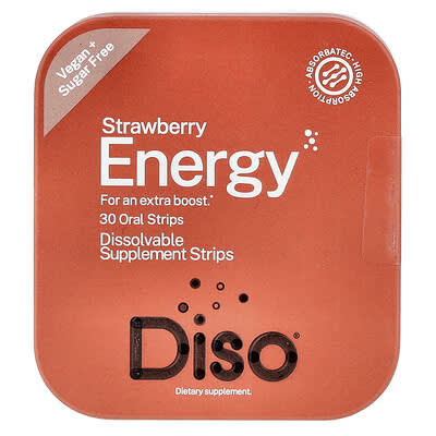 Diso, Energy, Strawberry Flavor, 30 Oral Masks