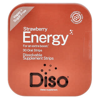 Diso, Energy, Strawberry, 30 Oral Strips