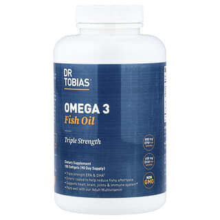 Dr. Tobias, Huile de poisson oméga-3, triple efficacité, 180 capsules à enveloppe molle