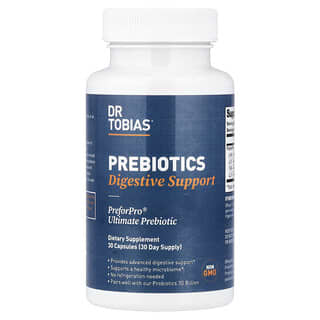 Dr. Tobias, Prébiotiques, Soutien digestif, 15 mg, 30 capsules