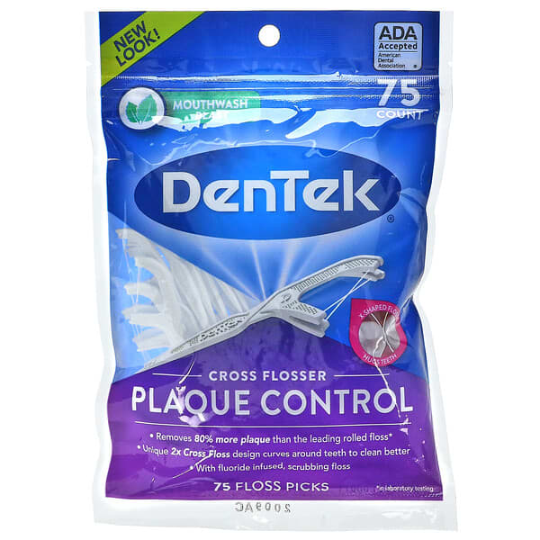 DenTek, Cross Flosser Plaque Control, Mouthwash Blast, 75 Count