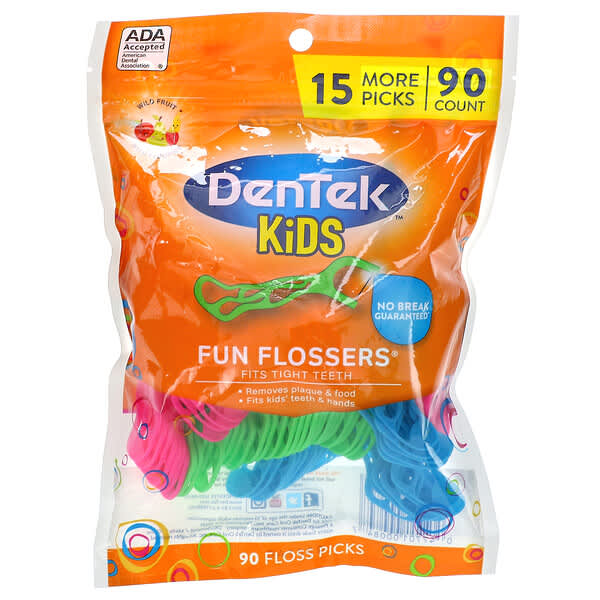 DenTek（デンテック）, Kids Fun Flossers, Wild Fruit, 90 Floss Picks