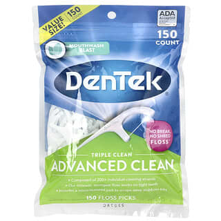 DenTek, Advanced Clean Floss Picks, жидкость для полоскания рта, 150 зубочисток