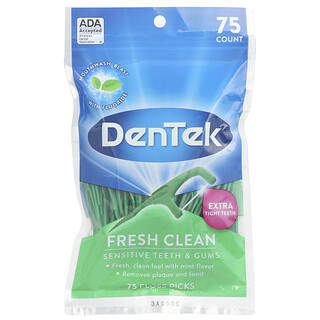 DenTek, Fresh Clean, Floss Picks, Mouthwash Blast, 75 Floss Picks