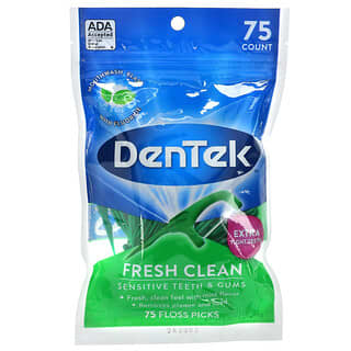 DenTek, Fresh Clean ، معجون الأسنان بالخيط ، غسول فم ، 75 خلة خيطية