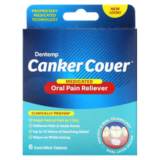 دينتمب‏, Canker Cover ، دواء مسكن لآلام الفم ، 6 أقراص بالنعناع المنعش