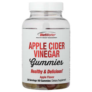 DietWorks, Apple Cider Vinegar Gummies, Apple Flavor, 60 Gummies