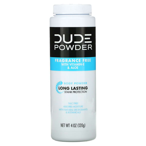 Dude Products‏, Powder, Body Powder, Fragrance Free, 4 oz (120 g)