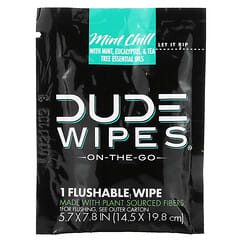 Dude Products, Wipes, On The-Go, смываемые салфетки, с мятой, 30 салфеток в индивидуальной упаковке (5,7 x 7,8 дюйма) каждая (Товар снят с продажи) 