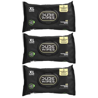 Dude Products, Flushable Wipes, XL, Shea Butter Smooth, 3 Pack, 48 Wipes Each