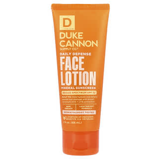 Duke Cannon Supply Co., Daily Defense Face Lotion, Mineral Sunscreen, SPF 32, Light Citrus, 3 fl oz (88 ml)