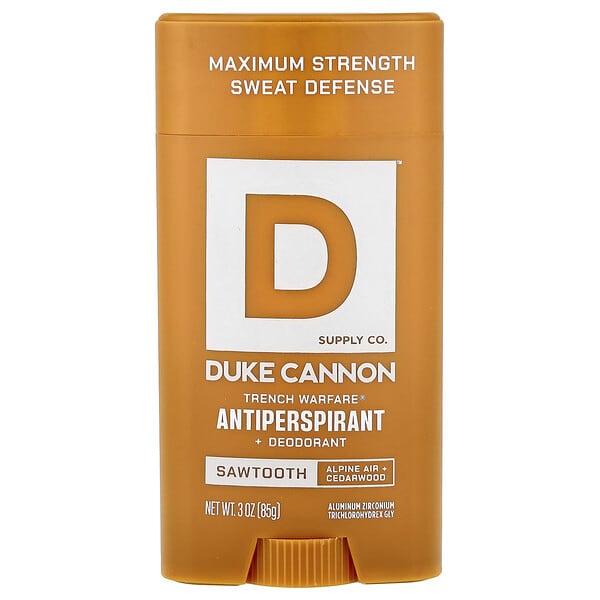 Duke Cannon Supply Co., Trench 워페어® 땀 억제제 + 데오드란트, 톱날, 알파인 에어 + 시더우드, 85g(3oz)