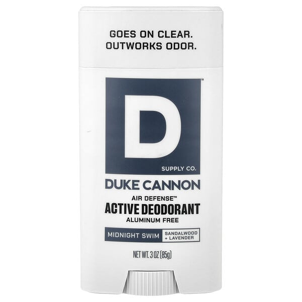Duke Cannon Supply Co., Air Defense™ 액티브 데오드란트, 알루미늄 무함유, 미드나이트 스임, 85g(3oz)