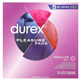 Durex, Pacchetto piacere, vestibilità regolare, 24 preservativi in lattice