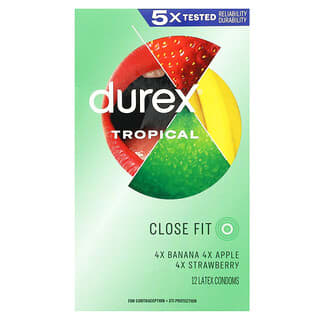 Durex, Tropical, Ajuste ceñido, 12 preservativos de látex