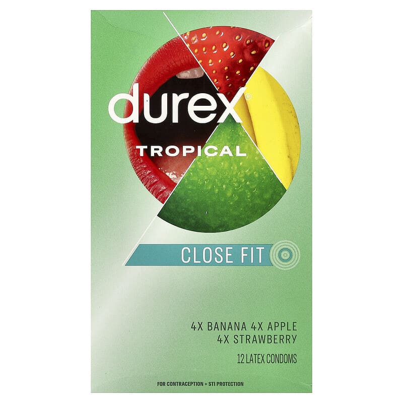 Latex Condoms, Tropical, Close Fit, 12 Latex Condoms