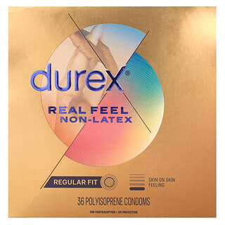 Durex, 라텍스 무함유, 부드러운 촉감, 폴리이소프렌 콘돔 36개입, 레귤러 핏