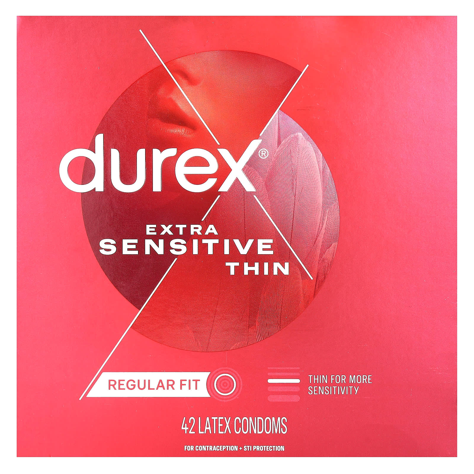 Extra Sensitive Thin, Regular Fit, 42 Latex Condoms