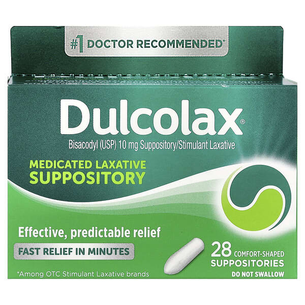 Dulcolax, Medicated Laxative Suppository, 28 Comfort Shaped Suppositories