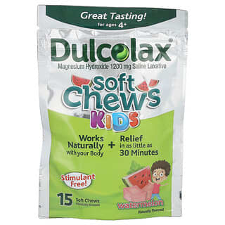 Dulcolax‏, Soft Chews לילדים, לגיל 4 ומעלה, בטעם אבטיח, 15 טבליות לעיסות רכות