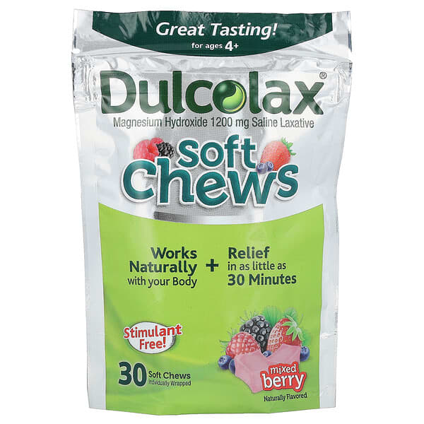 Dulcolax, Soft Chews Kids, Ages 4+, Mixed Berry, 30 Soft Chews