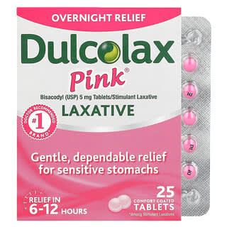 Dulcolax, розовое слабительное средство, 5 мг, 25 успокаивающих таблеток, покрытых оболочкой