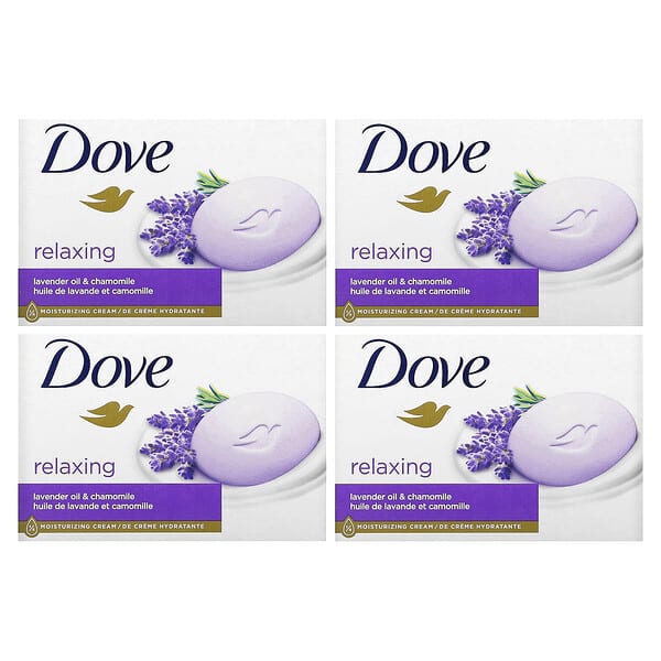 Dove, 放鬆，皂塊，薰衣花草精油和洋甘菊，4 塊，3.75 盎司（106 克）