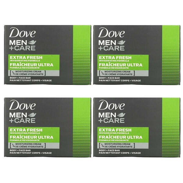 Dove, Men+Care(メン＋ケア)、ボディ＋フェイスバー、エクストラフレッシュ、4個、各113g（4オンス）