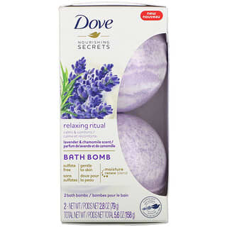 Dove, Nourrissant Secrets, Bombes pour le bain, Parfum lavande et camomille, 2 bombes pour le bain, 79 g chacune