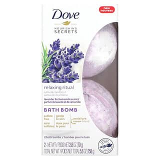 Dove, Nourrissant Secrets, Bombes pour le bain, Parfum lavande et camomille, 2 bombes pour le bain, 79 g chacune