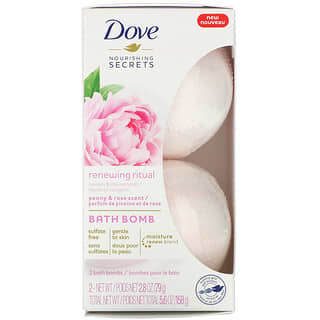 Dove, Nourishing Secrets, 배쓰 밤, 작약 및 장미, 배쓰 밤 2개, 개당 79g(2.8oz)