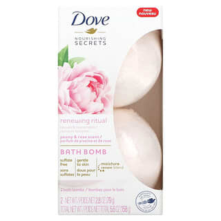 Dove, Nourishing Secrets, бомбы для ванн, пион и роза, 2 бомбы для ванн, 2,8 унции (79 г) каждая