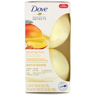 Dove, Nourishing Secrets, 배쓰 밤, 망고 및 아몬드, 배쓰 밤 2개, 개당 79g(2.8oz)