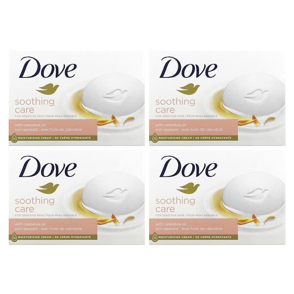 Dove, Barra de jabón para el cuidado calmante, 4 barras, 106 g (3,75 oz) cada una
