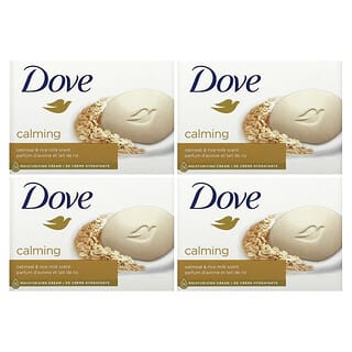 Dove, Calming, Soap Bar, Oatmeal & Rice Milk Scent, 4 Bars, 3.75 oz (106 g) Each