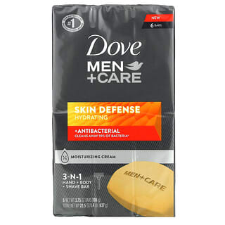 Dove, Men + Care, Skin Defense, Barra para manos, cuerpo y afeitado 3 en 1, 6 barras, 106 g (3,75 oz) cada una