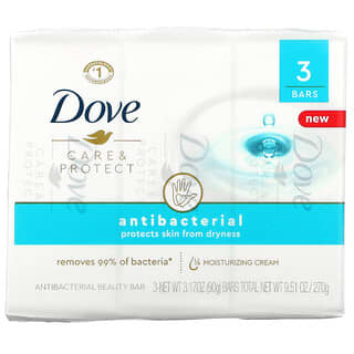 Dove, Care & Protect، صابون الجمال المضاد للبكتيريا، 3 ألواح، 3.17 أونصة (90 جم) لكل منها