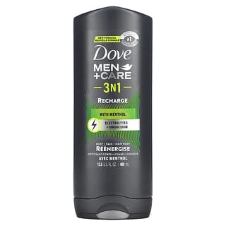 Dove, Men + Care 3 n 1, Jabón líquido para el cuerpo, el rostro y el cabello con mentol, Recarga, 400 ml (13,5 oz)
