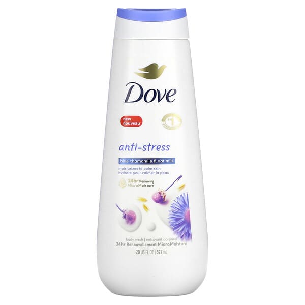 Dove, Anti-Stress, Body Wash, Blue Chamomile &amp; Oat Milk, 20 fl oz (591 ml)