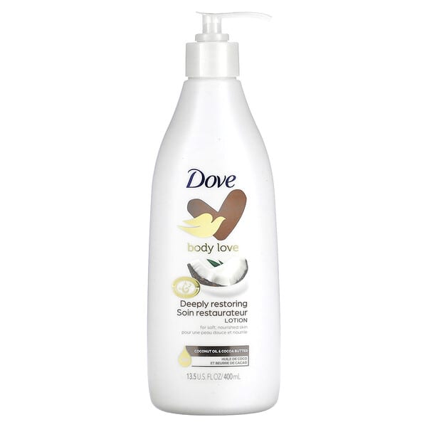 Dove, 深層修復乳液，椰子油和可可脂，13.5 液量盎司（400 毫升）