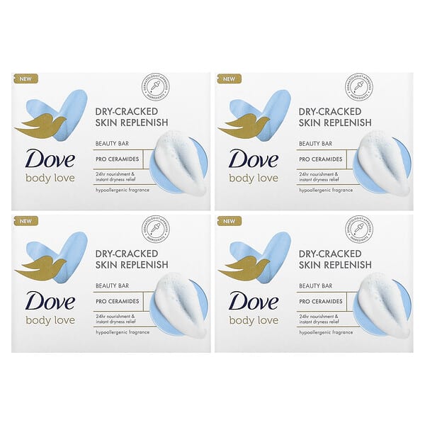 Dove, Body Love，美容塊皂，乾裂皮膚補充劑，2 塊，每塊 3.75 盎司（106 克）