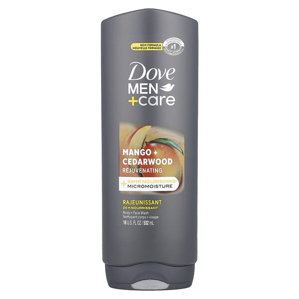 Dove, 맨 + 케어, 바디 + 패시 워시, 망고 + 시더우드, 532ml(18fl oz)