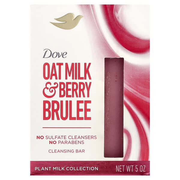 Dove, Plant Milk Cleansing Bar Soap, Oat Milk & Berry Brulee, 5 oz