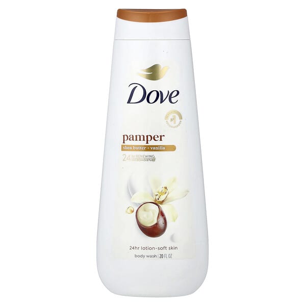 Dove, Pamper 沐浴露，乳木果油 + 香草香，20 液量盎司（591 毫升）