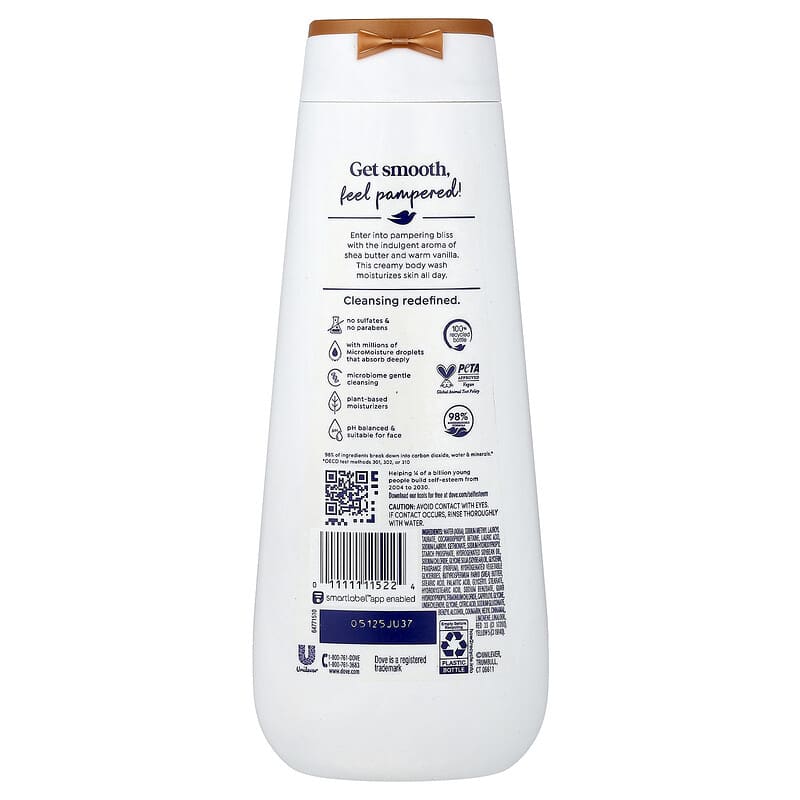 Dove, Pampering, Body Wash, Shea Butter & Vanilla, 22 fl oz (650 ml)