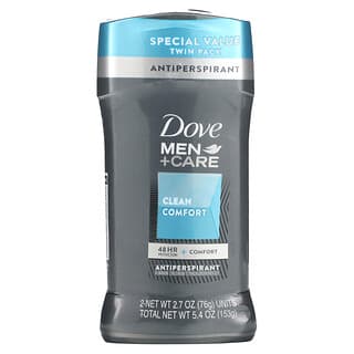 Dove, Men+Care, Clean Comfort, Desodorante antitranspirante, Limpieza y confort, Paquete con 2 unidades, 76 g (2,7 oz) cada una