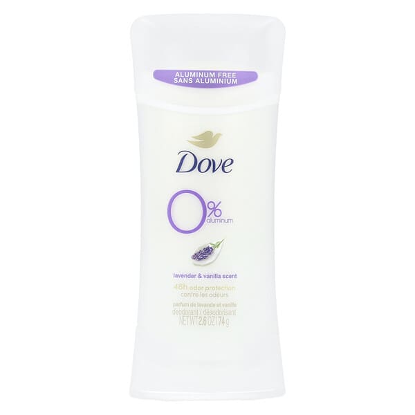Dove, 알루미늄 무함유 데오드란트, 라벤더 및 바닐라 향, 74g(2.6oz)
