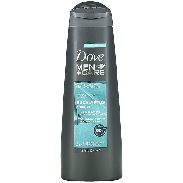 Dove, Men + Care, Champú y acondicionador 2 en 1, Revitalizante, Eucalipto y abedul, 355 ml (12 oz. Líq.)