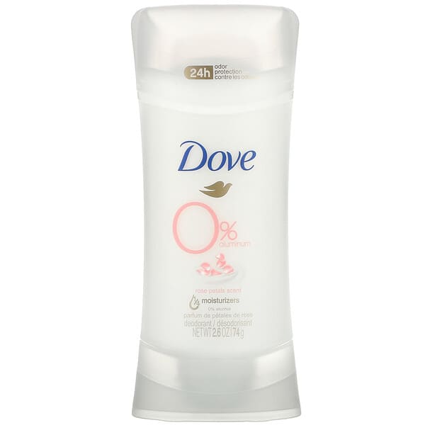 Dove, 0% de Desodorante de Alumínio, Perfume de Pétalas de Rosa, 74 g (2,6 oz)