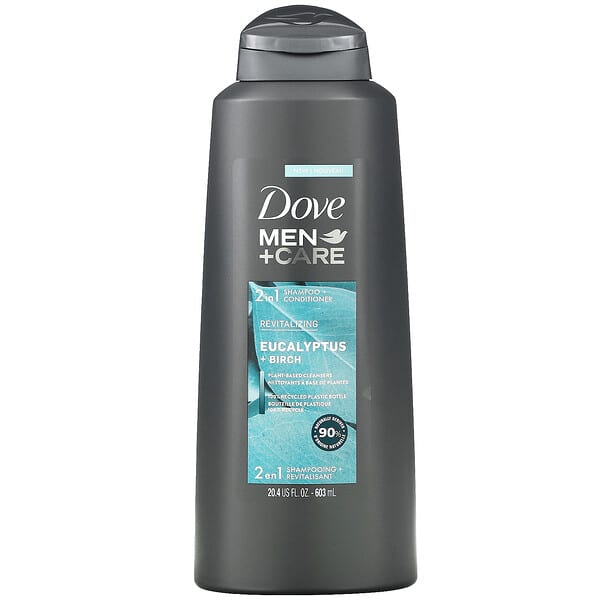 Dove, Men+Care（メン＋ケア）、2 in 1シャンプー＋コンディショナー、リバイタライジング、ユーカリ＋カバノキ、603ml（20.4液量オンス）